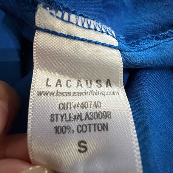 Anthropologie LACAUSA Blue T-Strap Maxi Dress With Pockets Size Small - Picture 7 of 7